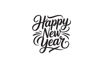 Happy New Year Decorative Black Vector Typography Design
