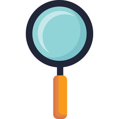 Magnifying Glass With A Blue Lens And Orange Handle On A Transparent Background For Investigation And Discovery
