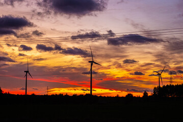 wind turbine at sunset