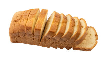 Sweet sliced pound cake isolated on transparent background