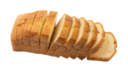 Sweet sliced pound cake isolated on transparent background