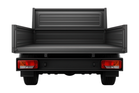 Flatbed with sliding side panels and rear light clusters.