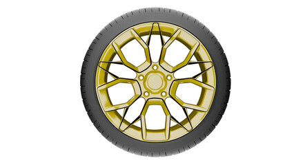 A car wheel mockup with a beautiful modern rim. A car wheel. A template for advertising cars and car wheels. © Alexander Sulghin