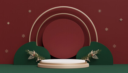 christmast background one colour and little decoration and podium. minimalist style