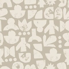 Abstract grunge elements seamless pattern with geometric shapes texture vector background design