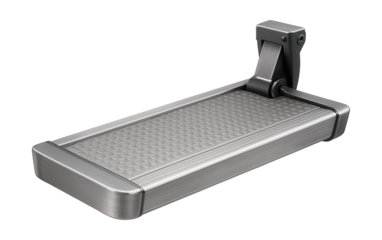 Retractable aluminum side step for pickup trucks.