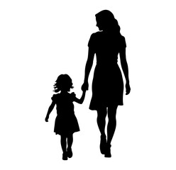 Touching silhouette conveys mother daughter bond, perfect for family values campaigns, heartwarming stories, and celebrating motherhood, a timeless symbol of love and guidance
