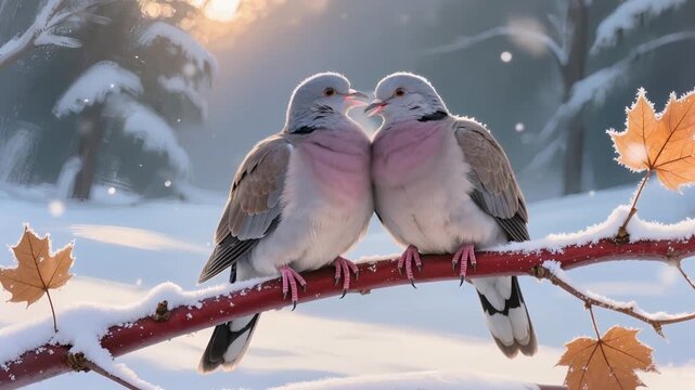 tortore su ramo di acero rosso