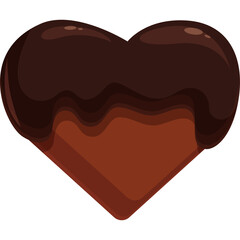 Heart Shaped Chocolate Cake With Dark Chocolate Glaze On A Transparent Background