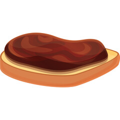 Illustration of a thick brown chocolate spread topping a slice of toasted bread with a transparent background