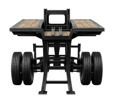 Lowboy trailer featuring a removable deck and rear stinger for enhanced stability.