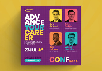 Conference Event Social Media Post Layout with Colorful Accents