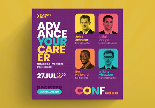 Conference Event Social Media Post Layout with Colorful Accents