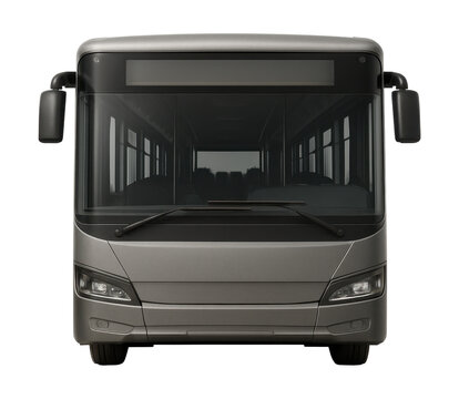 Single-deck city bus featuring large rectangular windows and dual rear axles.