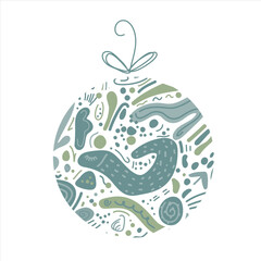 Whimsical, stylized Christmas ball. Festive vector element.
