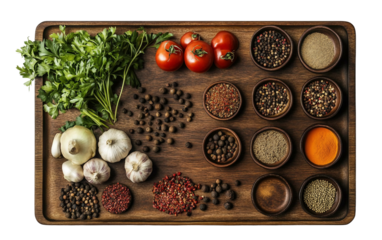 Ramadan iftar preparation scene with cutting board fresh ingredients and festive cooking setup isolated on transparent background PNG