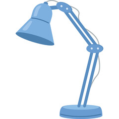 Blue Modern Desk Lamp with Adjustable Arm and Pivoting Shade on White Background