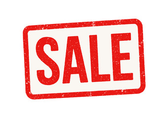 Red stamp style sale sign with distressed texture for promotional designs
