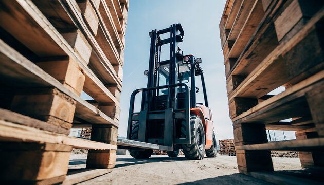 Efficient forklift lifting pallets, showcasing industrial operations and warehouse management for supply chain solutions and logistics optimization projects