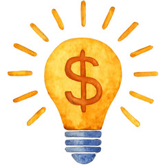  Watercolor Money Idea Lightbulb
