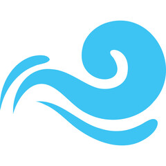 Abstract Blue Swirl Represents Gentle Flowing Water or Breeze Isolated on Transparent White Background