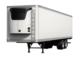 Reefer trailer featuring a side ladder and top clearance lights.