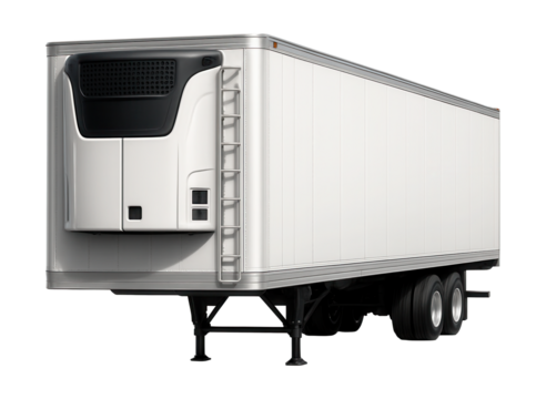 Reefer trailer featuring a side ladder and top clearance lights.
