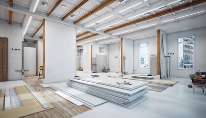 Transforming Interior Spaces with Drywall Installation, Modern Renovation Project, Bright and Airy, Professional Interior Design, Construction Expertise