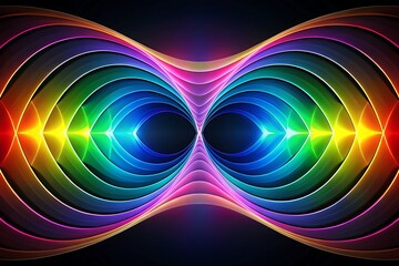 Vibrant Abstract Light Waves in Symmetrical Rainbow Spectrum for Creative Backgrounds