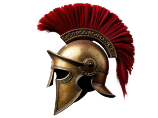 A close-up view of a helmet with a bright red mohawk, perfect for rock concerts or punk-themed events