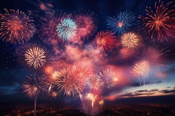 Fototapeta premium Fireworks outdoors nature night.