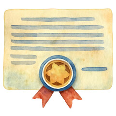 Watercolor Certificate with Seal and Ribbon