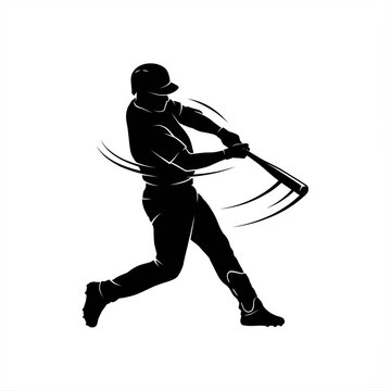 Dynamic Baseball Batter Full Swing Action Silhouette Vector Icon