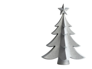Fototapeta premium A festive metal Christmas tree decorated with a shining star on top, perfect for holiday decorations