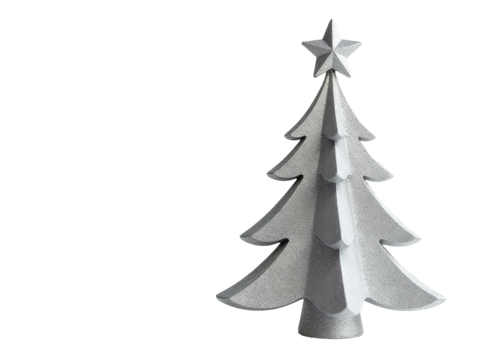 A festive metal Christmas tree decorated with a shining star on top, perfect for holiday decorations