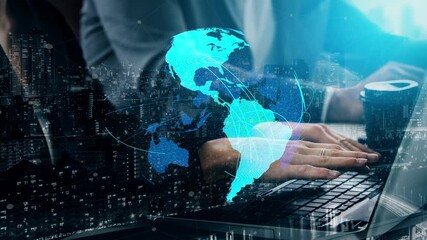 Global network connection visualization showing data exchange, digital link, worldwide communication. Global data flow and digital network infrastructure connecting regions around the world. Thunk - Powered by Adobe