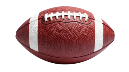 A close-up shot of a football on a white background