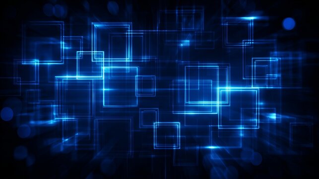 Modern blue background with glowing lines and squares. Great for websites, posters, and more. Futuristic and techy design.