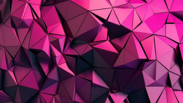 A vibrant pink abstract wall with angular facets and a glossy finish.