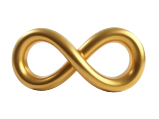 A single golden infinity symbol on a clean white surface