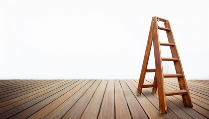 wooden ladder against white
