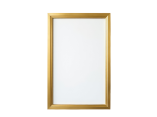 A simple yet elegant gold picture frame set against a pure white background, perfect for framing your favorite memories