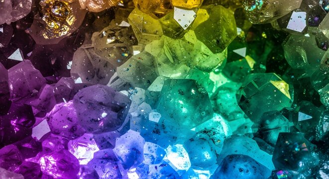 Rainbow crystal cluster gemstone mineral healing stones chakra colorful vibrant iridescent geode rock collection