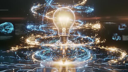 Light bulb surrounded by electrical wires, symbolizing creative problem solving and innovative thinking, perfectly embodies conceptual storytelling, ideal for marketing campaigns focused on.