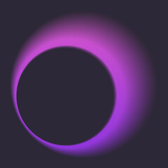 Abstract circular design featuring a vibrant purple neon halo, evoking an eclipse effect.