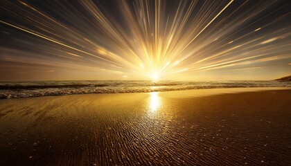 radiant golden sunburst with subtle particles