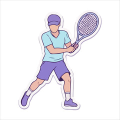 Modern Tennis Player in Ready Stance &ndash; Faceless Athlete Icon in Pastel Colors &ndash; Perfect for Sports Apps, Branding & Youth Fitness Content