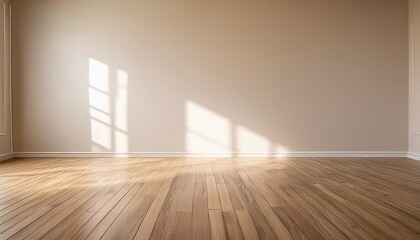 empty room with pale walls and light wooden floor