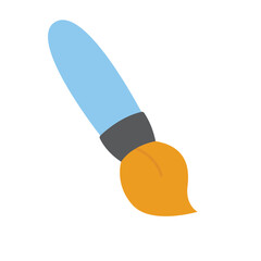 Blue paintbrush with orange bristles for artistic and creative concepts, art supplies, painting tutorials, and design projects