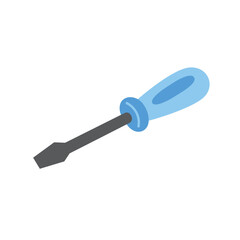 Screwdriver with blue handle and flathead, perfect for diy projects and repair jobs. Versatile and essential tool